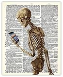 Buzz Unplugged Millenial Skeleton Dictionary Wall Art Print: Unique Room Decor for Boys, Men, Girls & Women - (8x10) Unframed Picture - Idea