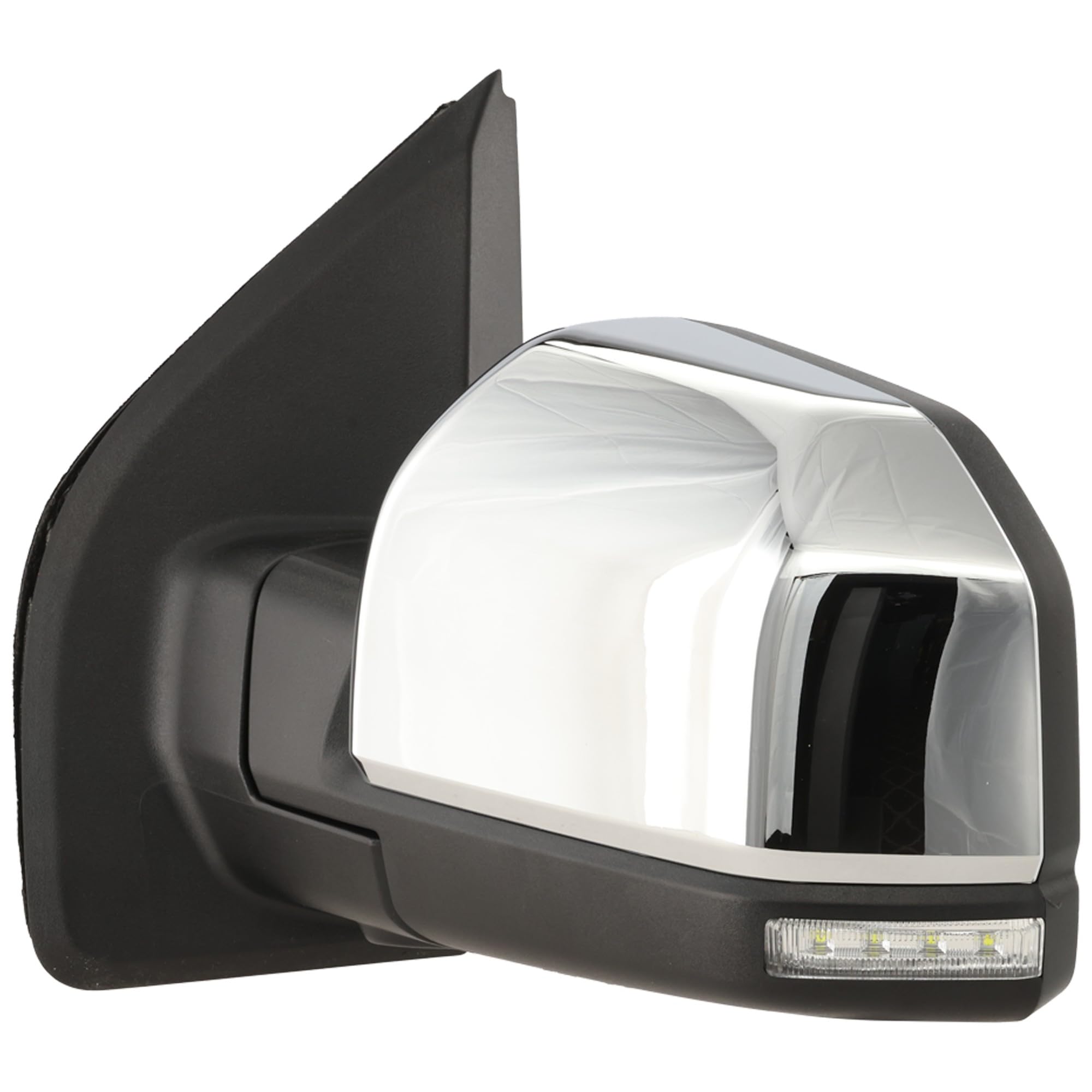 Garage-Pro Specchietto sinistro riscaldato per Ford F-150 2015-2018, pieghevole, con luce di segnalazione, monitor punto cieco, lampada di memoria e pozzanghera; senza regolazione automatica cromata