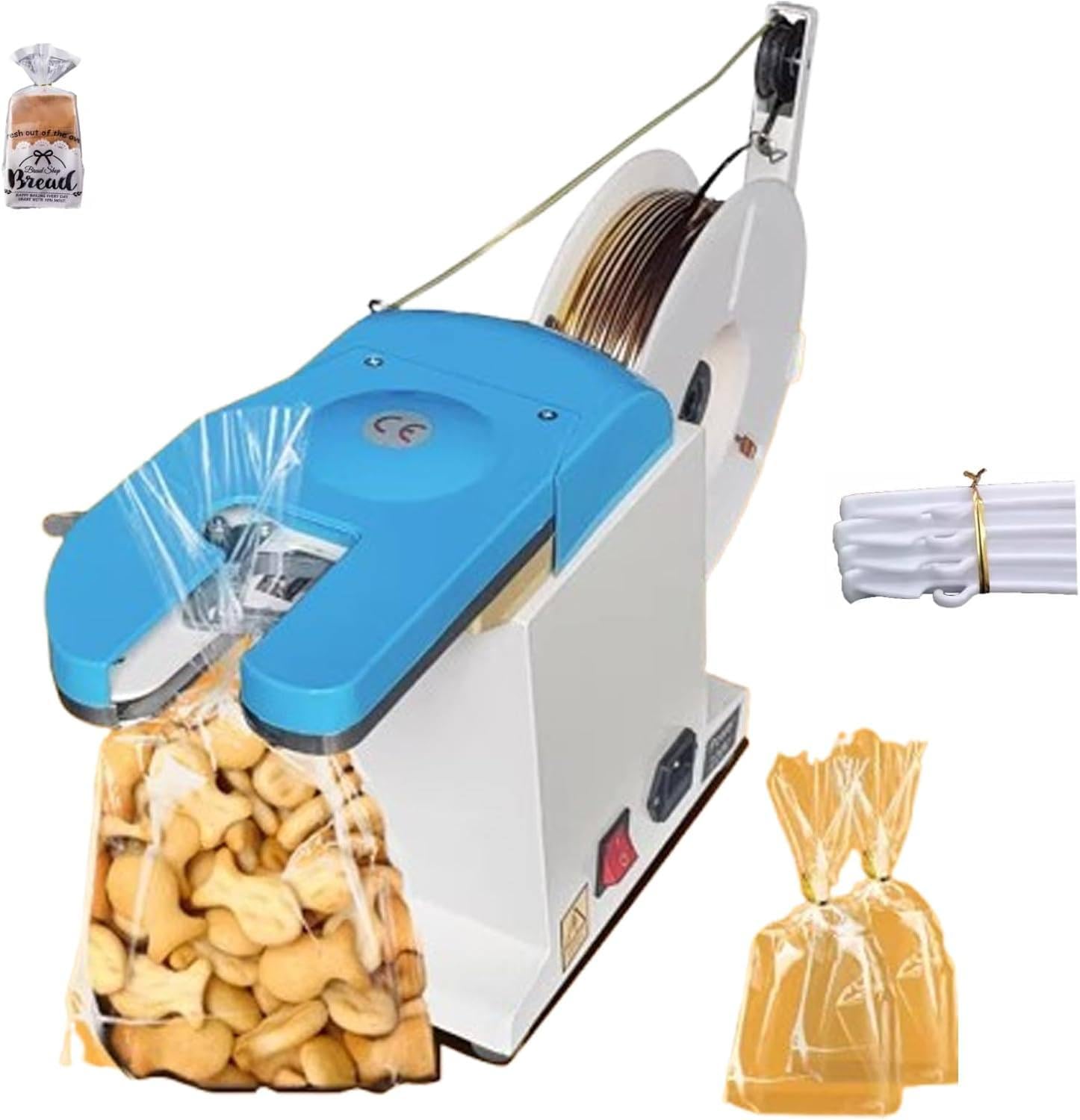 Aserzenith 1 Electric Semi Manul Bag Closure,Electric Twist Tie Machine Bundling Diameter 0.-.2Mm,Food Twist Tying Machine For Retail,200Mm Tightening Circle
