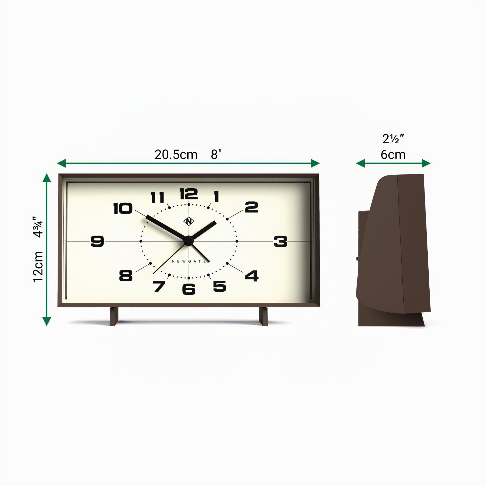 NEWGATE® Wideboy Wecker | Rechteckiges Retro-Design | Mokkabraun | Mid-Century-zifferblatt | Ideal für nachttisch, Schreibtisch, kaminsims oder Regal | Retro-Schlafzimmer- und bürozubehör