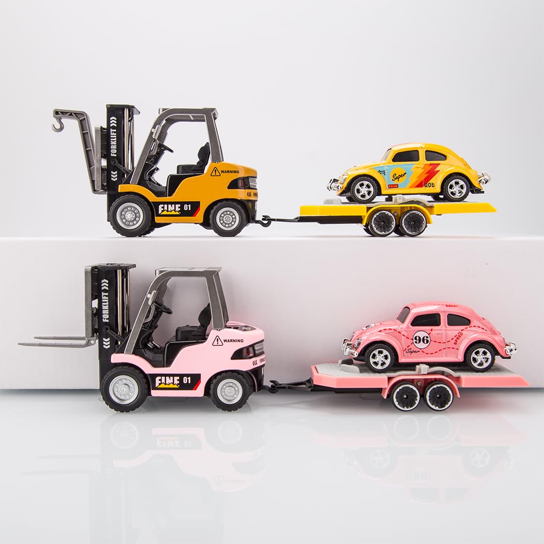 Carrello elevatore in scala 1/64 telecomandato, 2,4 G Mini carrello elevatore, gancio di carico funzionante e forchette, accessori per pallet, modello da collezione per adulti