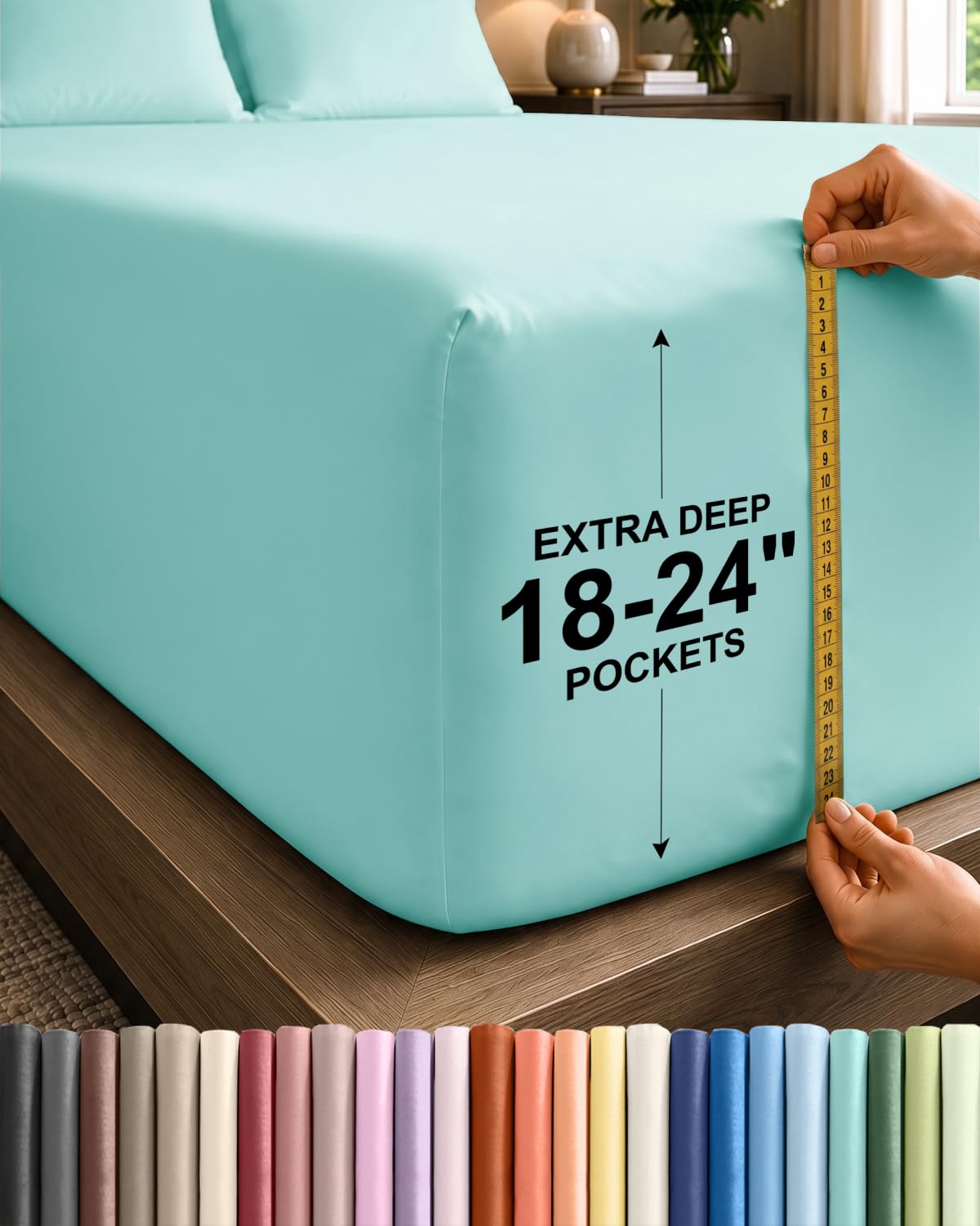 CGK Extra Deep Flex Top Split Head King Fitted Sheet Only - Spa Blue