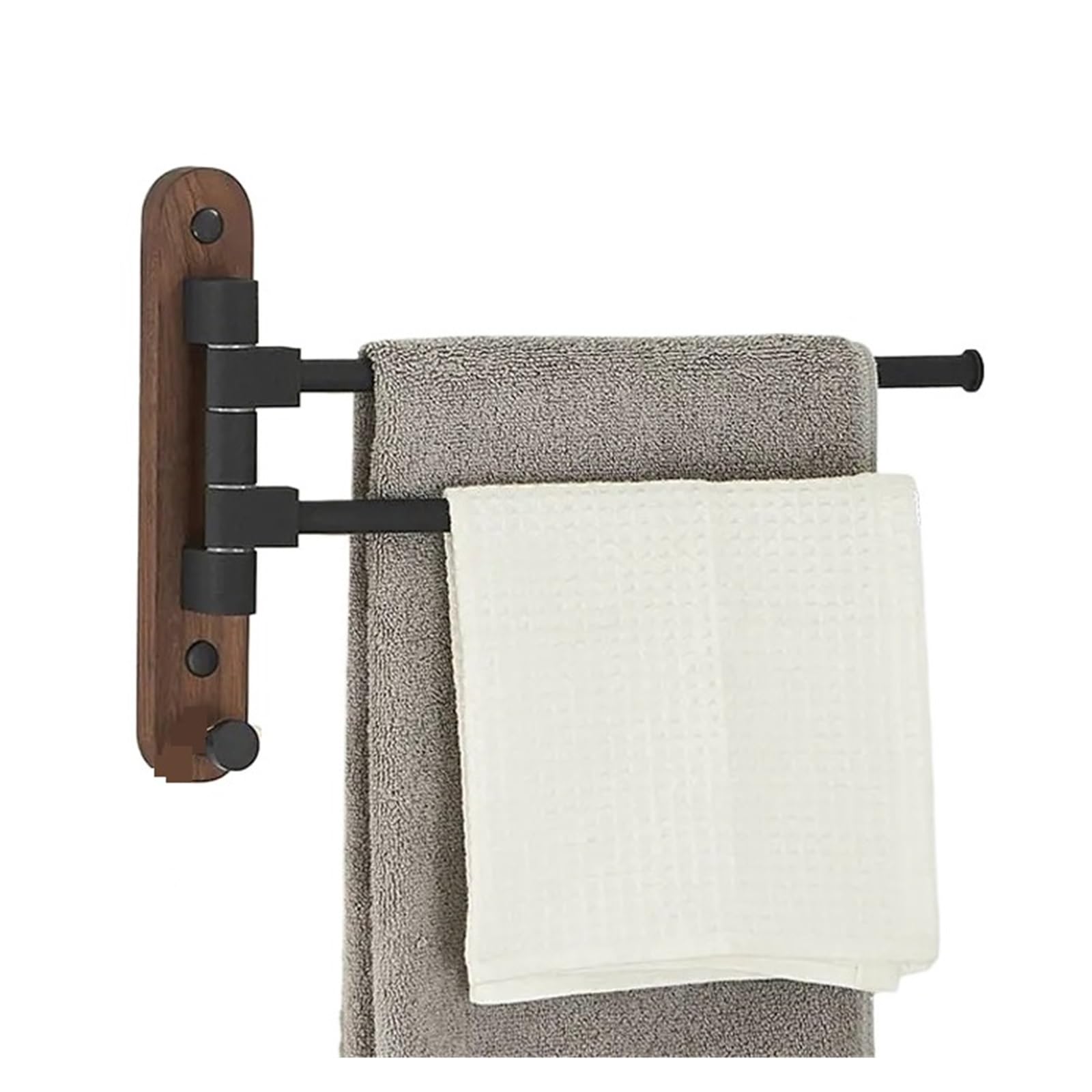 Wood 2-5 Swivel Towel Bars Hanger Bathrobe Rack Holder Wall Mounted Rotatable Bathroom Accessories Easy Maintenance(A2)