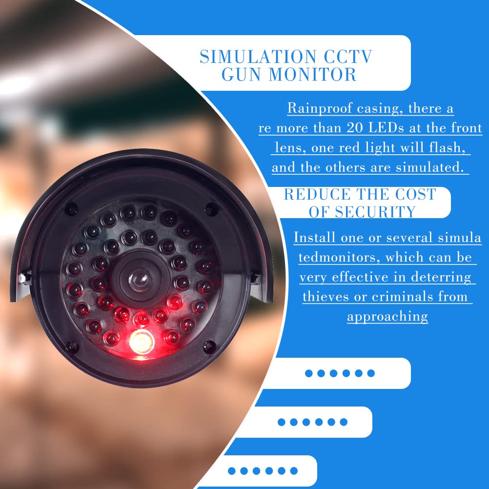 TIMESETL Camera Factice pour Exterieur et Intérieure 2Pcs Caméra Fausse Caméra de Surveillance Caméra Factice avec LED Infrarouge Clignotante Rouge d'avertissement, Caméra Fausse de Sécurit, Argent