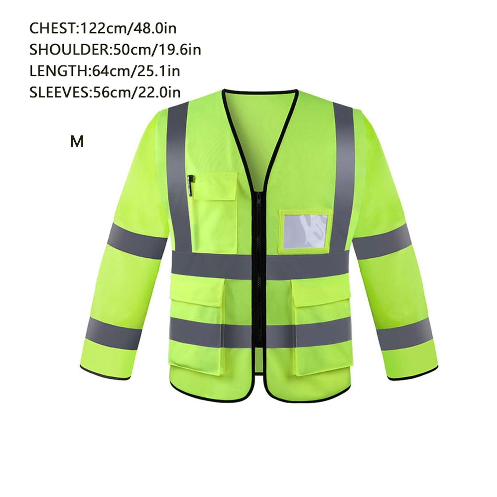 Chaleco reflectante de alta visibilidad, Chaleco de alta visibilidad Manga larga Reflectante Ropa trabajo sanitaria unisex Multicolor M(Gelb)