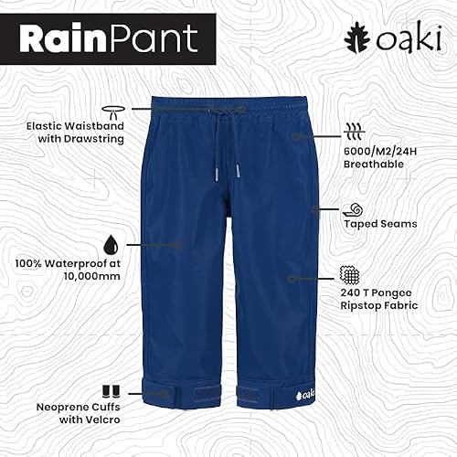 Oakiwear OAKI Children's Trail and Rain Pants, Navy Blue 3T