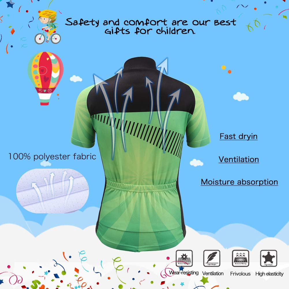 Kinder Jungen Fahrradbekleidung Set Mädchen Atmungsaktive Trikot Kurzarm & Radhose mit 3D Sitzpolster MTB Radsportanzug