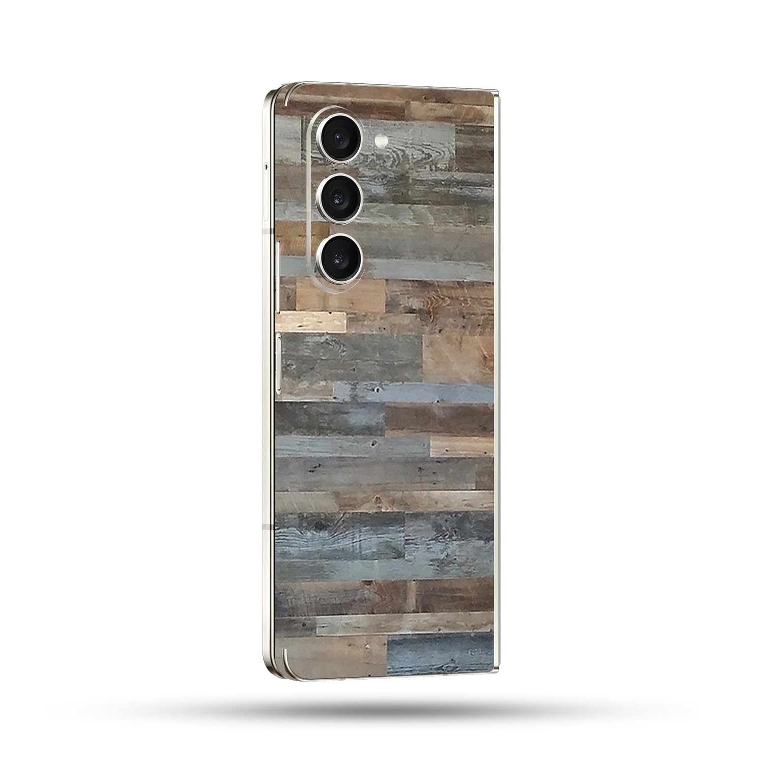 MightySkins Skin Compatible with Samsung Galaxy Z Fold 5 Full Wrap - Gray Wood | Protective, Durable, and Unique Vinyl Decal wrap Cover | Easy to Apply, Remove, and Change Styles | Made in The USA