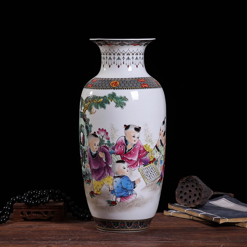 asdchZen Jingdezhen Ceramic Vase Modern Vase Chinoiserie Antique Chinese Style Living Room Decoration Bottle Decoration Crafts,D