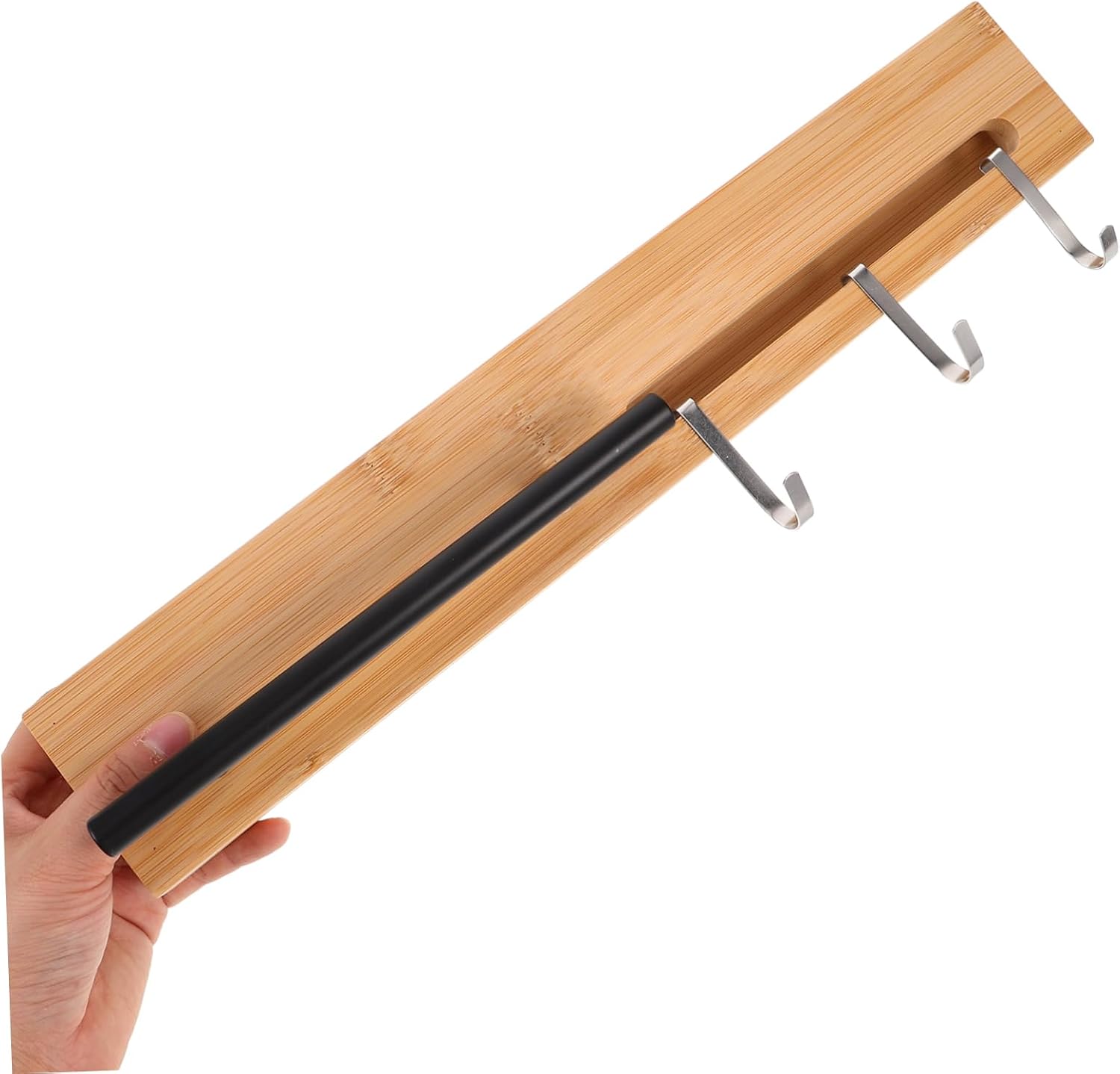 OUNONA Wooden Wall-mounted Knife Rack No Drill Knife Holder for Kitchen Stylish Natural Utensil Organizer Efficient Storage for Home and Restaurant Use