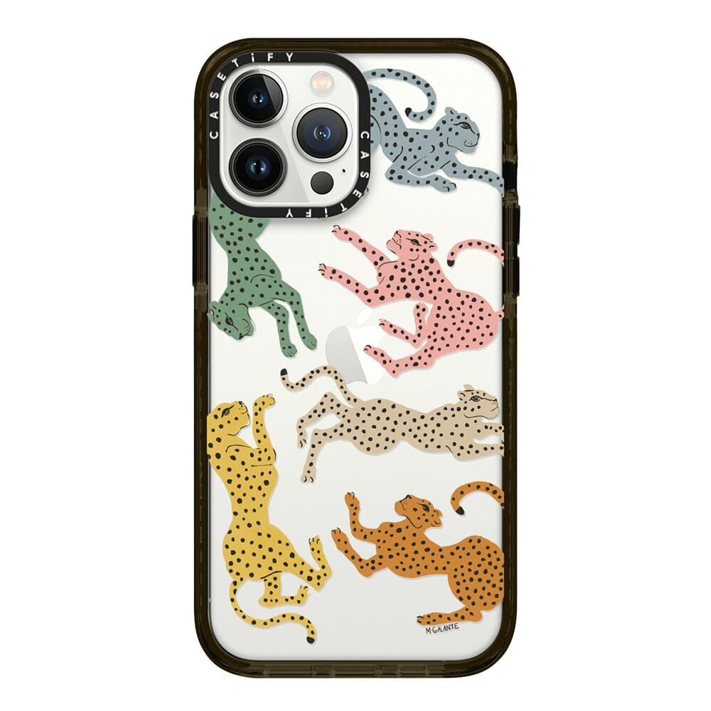 CASETiFY Impact Case for iPhone 13 Pro Max - Rainbow Cheetah by Megan Galante - Clear Black