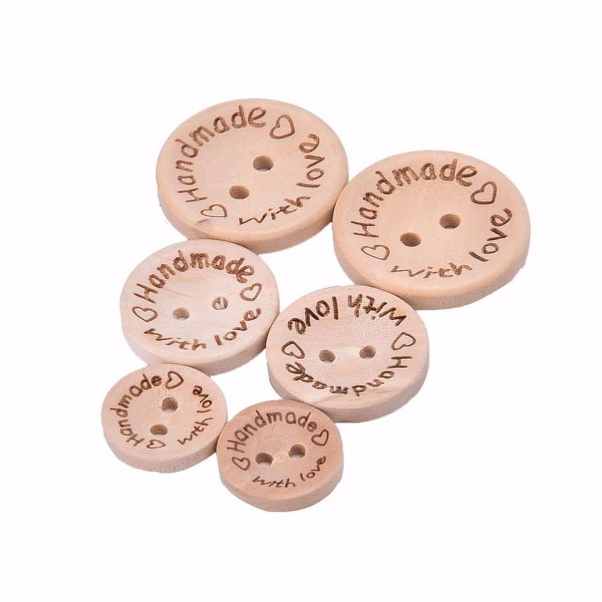 bangdan Handmade with Love Round Craft Buttons/Tags, 10 pcs (5/8"(15mm))