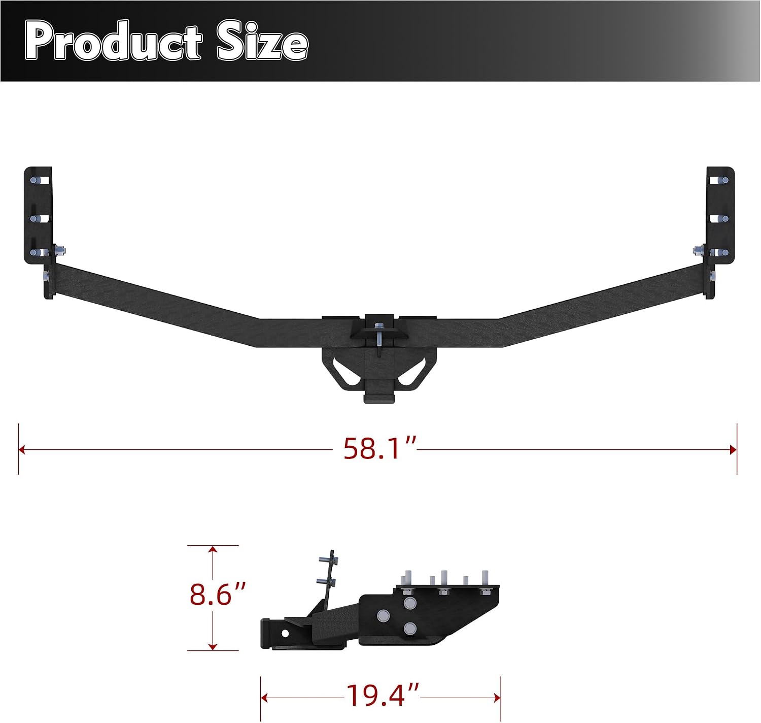 Class 3 Trailer Hitch 2" Receiver, Tow Hitch Compatible with 2003-2008 Honda Pilot All Models & 2001-2006 MDX All Models, Heavy Duty Carbon Steel, Powder Coated, 4500 LBS GTW
