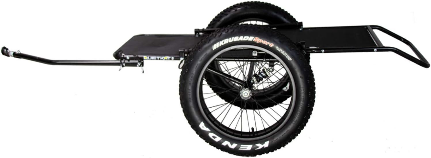 QuietKat Two Wheel Game Cart, FatTire Off Road Cargo Trailer for Extra Storage While Hunting, Fishing, Exploring Backcountry, Three Way Adjustable Rack Angle (20