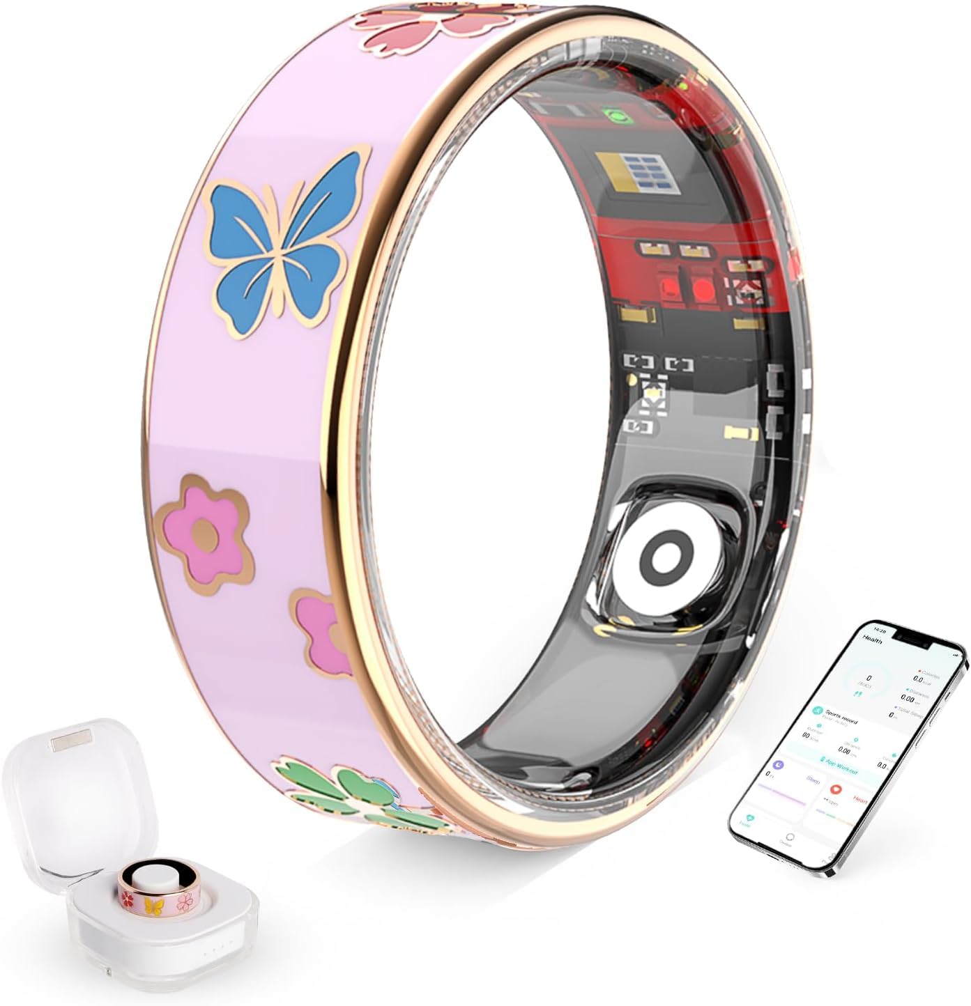HPLSZCN Smart Ring for Women men, Fitness Rings with Sleep Tracker, Heart Rate, Step Counter, Health Ring for Android & iOS (Pink, 8)