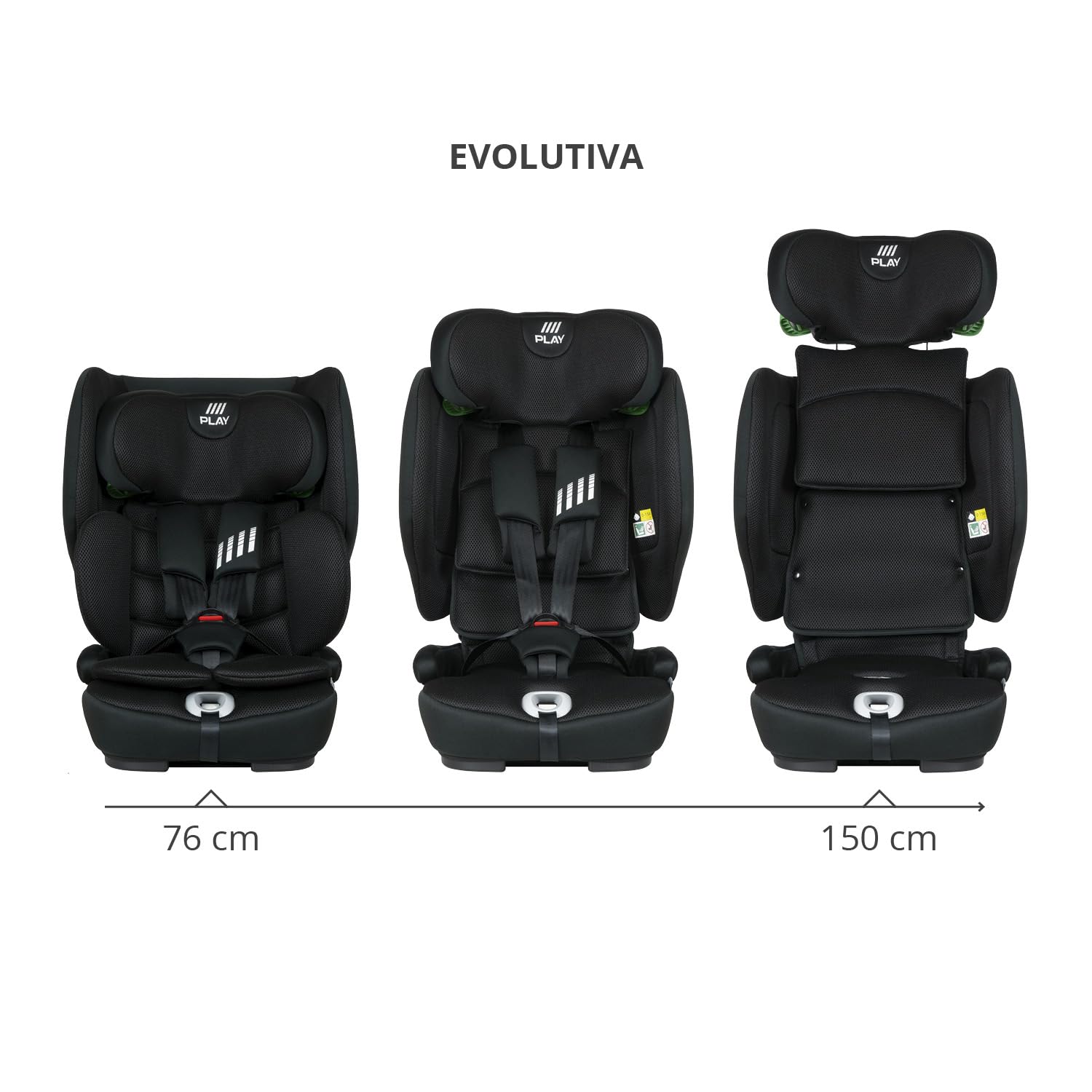 Play One i-Size. Silla de coche con isofix grupo 1/2/3, para bebé de 15 meses y niños de hasta 12 años o 76 cm - 150 cm altura (Black Safe&Go)
