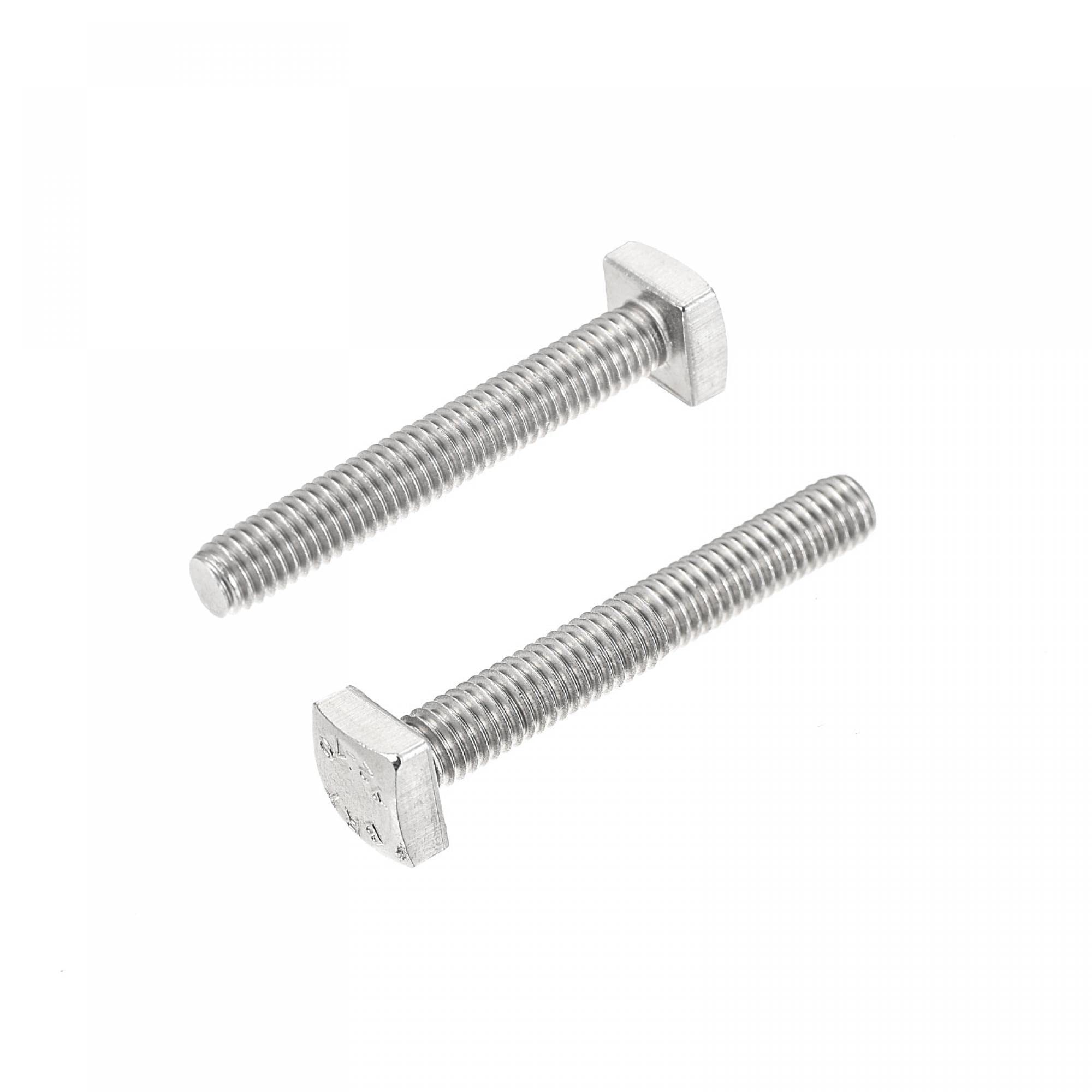 sourcing map Square Head Bolt, 2pcs M6x40mm Fully Thread 304 Stainless Steel Grade C Square Machine Screws
