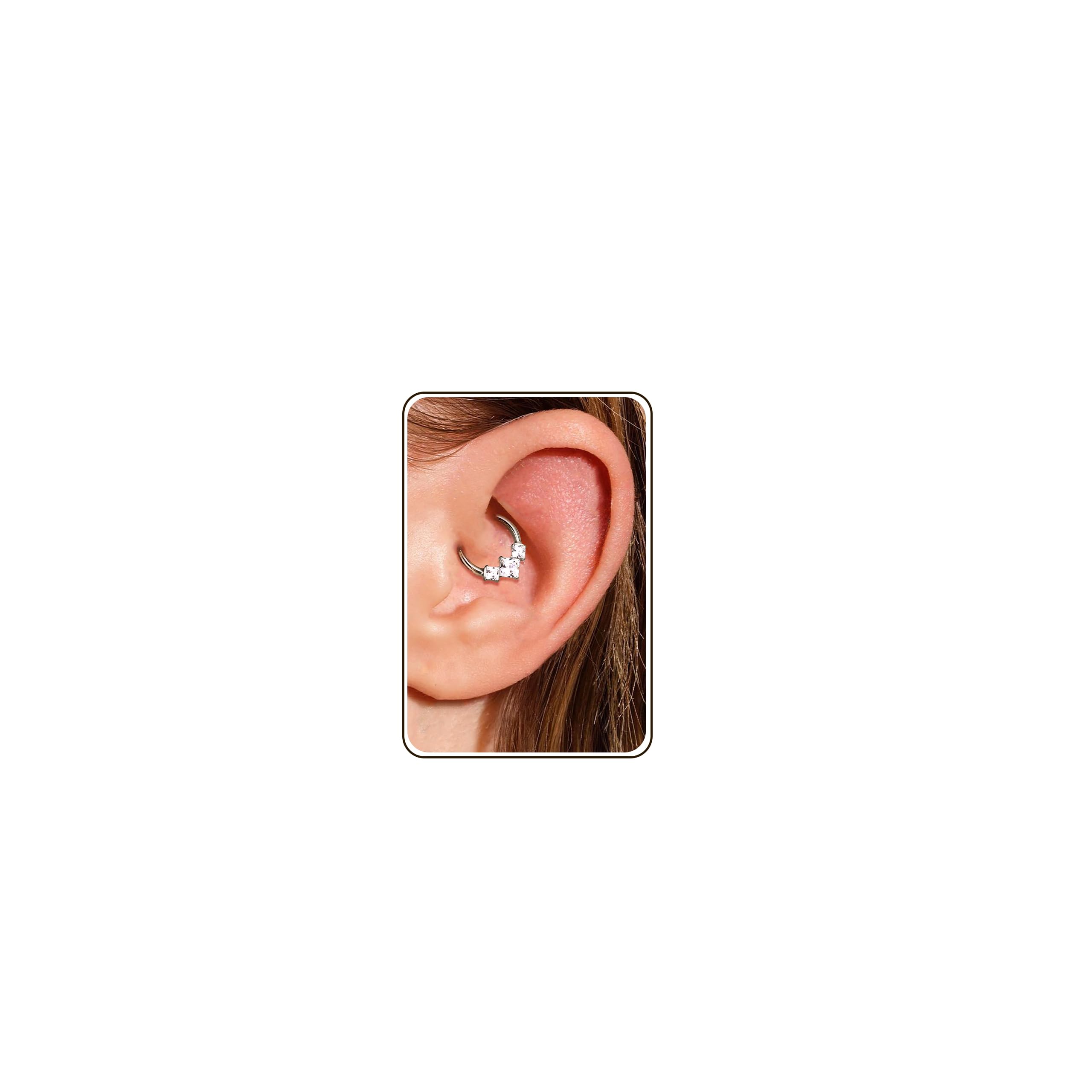 316L Stainless Steel CZ Daith Hoop