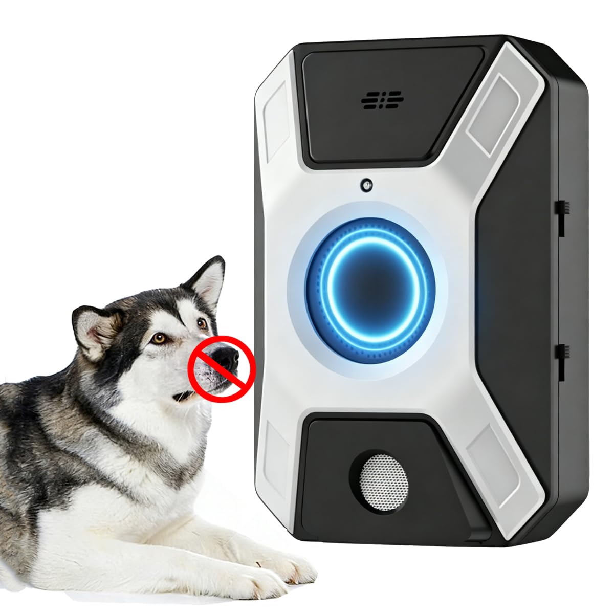 Ashmita Antiabbaio per Cani ad Ultrasuoni,Dispositivo Anti-abbaiare con 4 Trasmettitori,3 Frequenze Regolabili,Sicuro per Taglia Piccola Media Grande, Interni ed Esterni