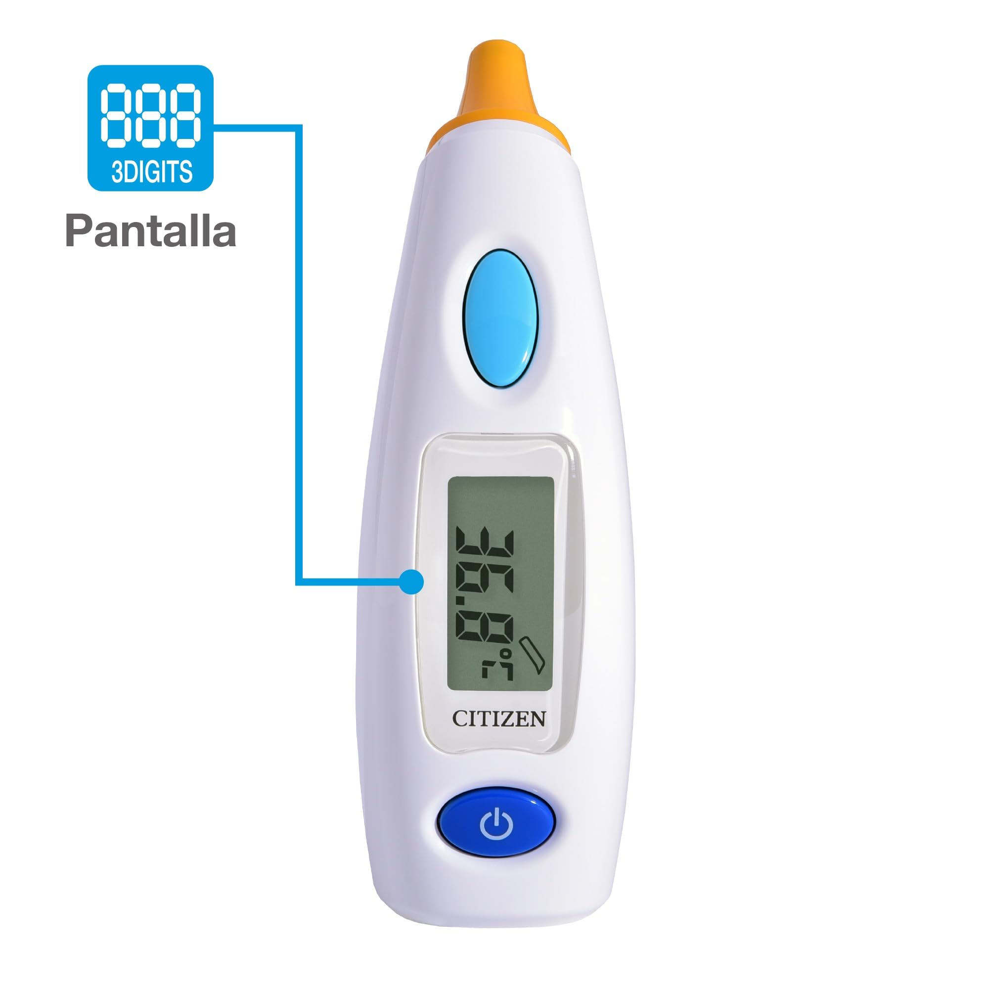 Citizen Termómetro de Oído Digital, Termómetro Auricular Alta Precisión para Adultos, Niños y Bebés, Infrarrojo con Alerta de Fiebre, Antibacteriano, Lectura 1-3 Segundos, 12 Memorias
