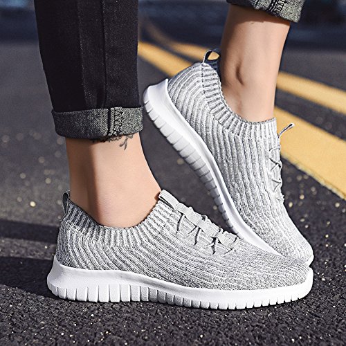 TIOSEBON Women's Lightweight Casual Walking Athletic Shoes Breathable Running Slip-On Sneakers for Jogging Workout 7.5 US Gray