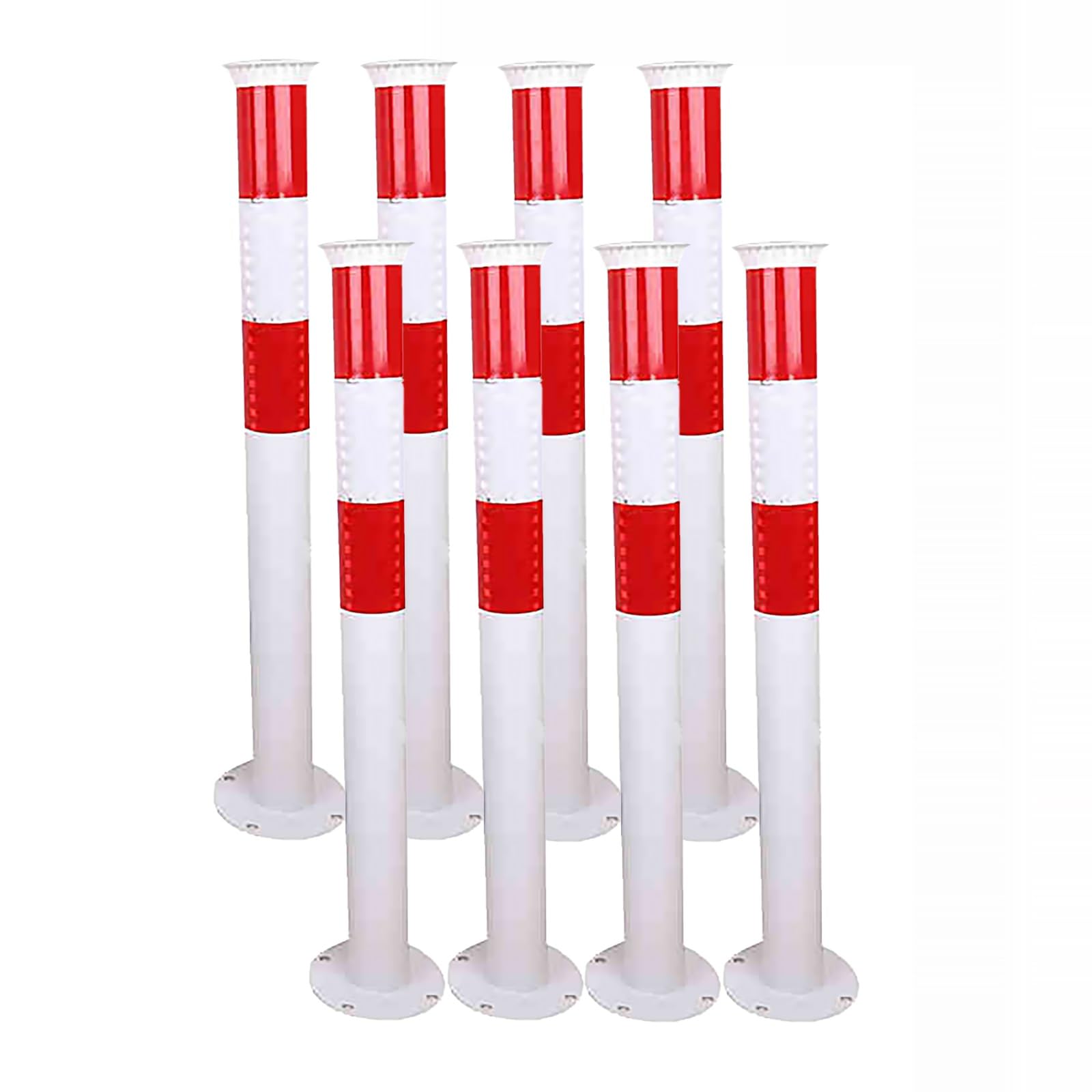 SGKOMN Reflective Metal Safety Bollards - 2PCS Red Parking Post Barrier, High Visibility Traffic Control, Durable Safety Bollard for Traffic-Sensitive Areas, 8pcs-Red