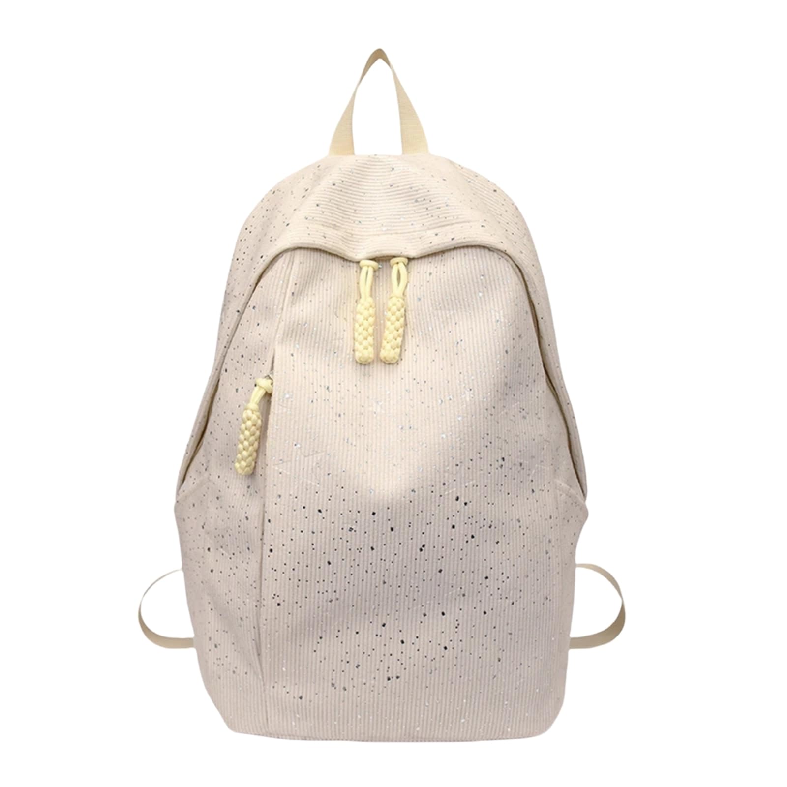 Zaino in Corduroy Macchiato Rosa, Borsa Scolastica Studentesca Casual di Grande capacità per Le Donne Viaggi Giornalieri-White