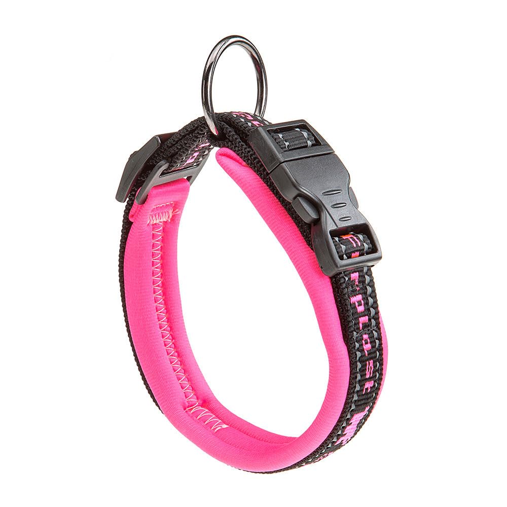 Ferplast Dog Collar SPORT DOG, Small Dog, Soft Padding, Reflective Nylon, Pink, Size: 25-35 cm, 1.5 cm Width