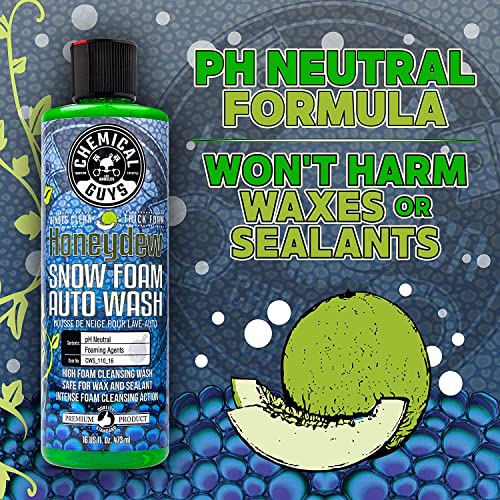 Image of Chemical Guys CWS 110 Honeydew Snow Foam Car Wash Soap, & Refill Kit, 2 Bottles - (1) 16 oz and (1) Gallon (Works with Foam Cannons, Foam Guns or Bucket Washes) 144 oz