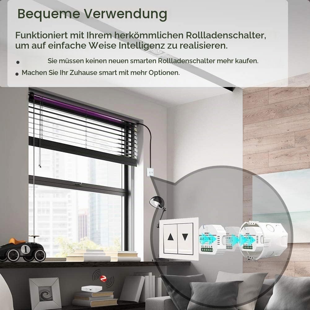 MOES 4 Pack Tuya Zigbee RF433 Smart Rolladenschalter Relais Modul, Rolladen Jalousien Zeitschaltuhr Schalter für Rollladenmotor, Alexa Google Smart Life【Tuya ZigBee Hub erforderlich】 | Für motorisierten Elektromotor, Tuya ZigBee Hub erforderlich, Kompatib