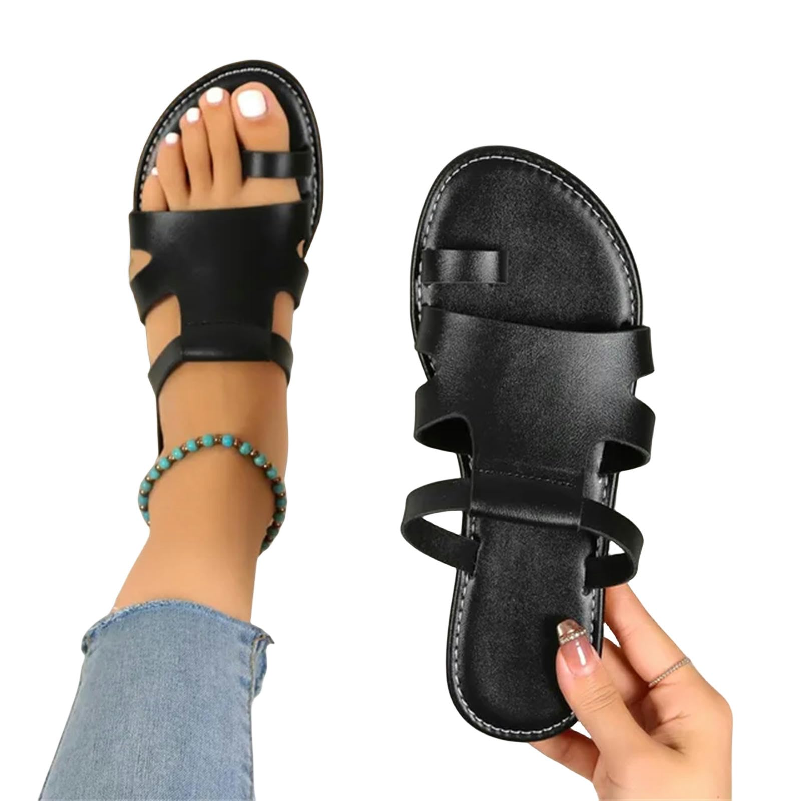 Sandali Donna estive Donne Sandali Donne Sandali Piatti Casual Scarpe da Donna Sandali da Spiaggia Sandali-marrone-38