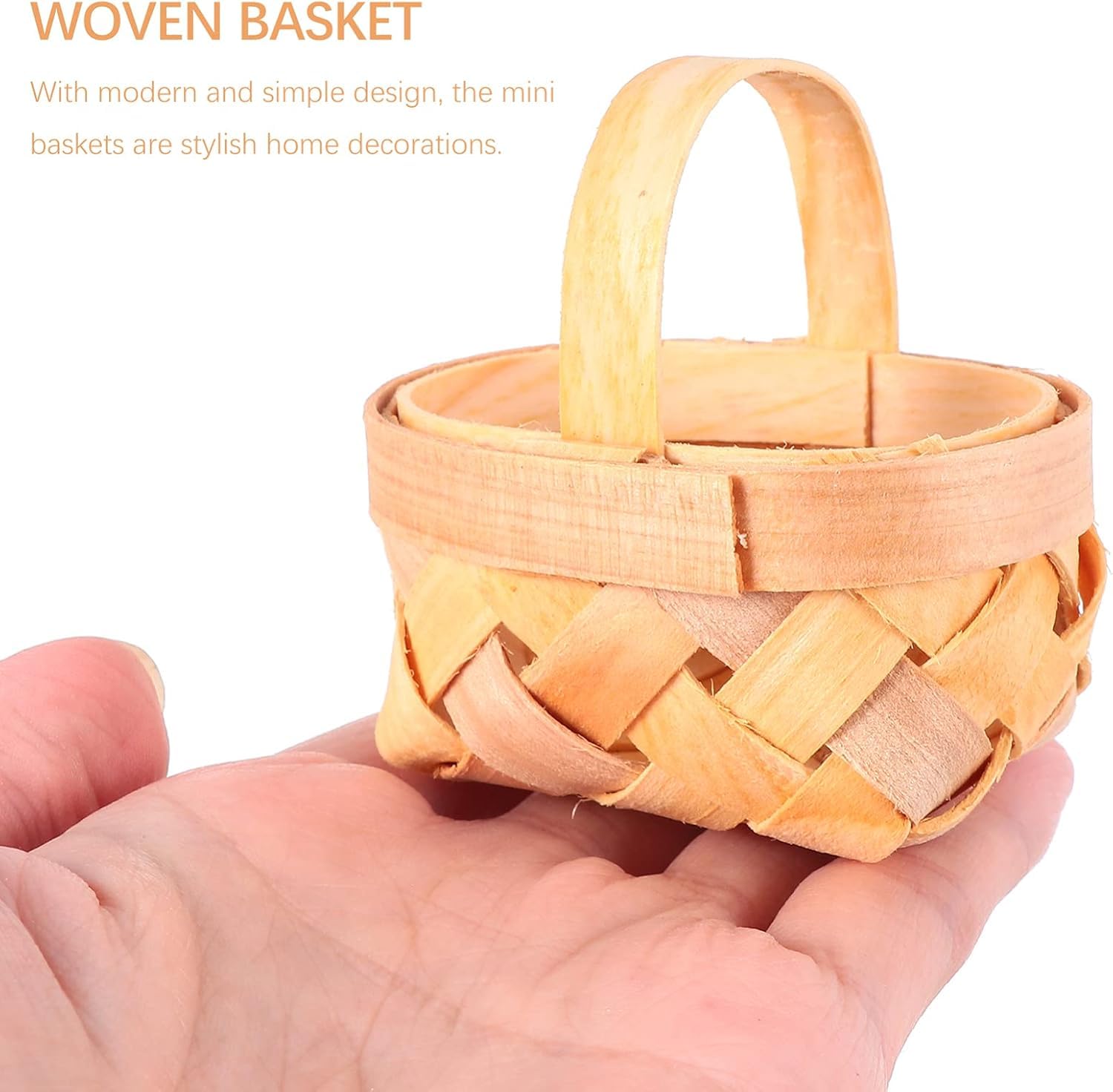 36 Stück gewebte Mini-Körbe mit Griffen, Bauernhaus, kleiner Korb, Hochzeitskörbe, Aufbewahrungskorb für Hochzeit, Party, Gastgeschenke, Baumdekoration, Basteln, Holz