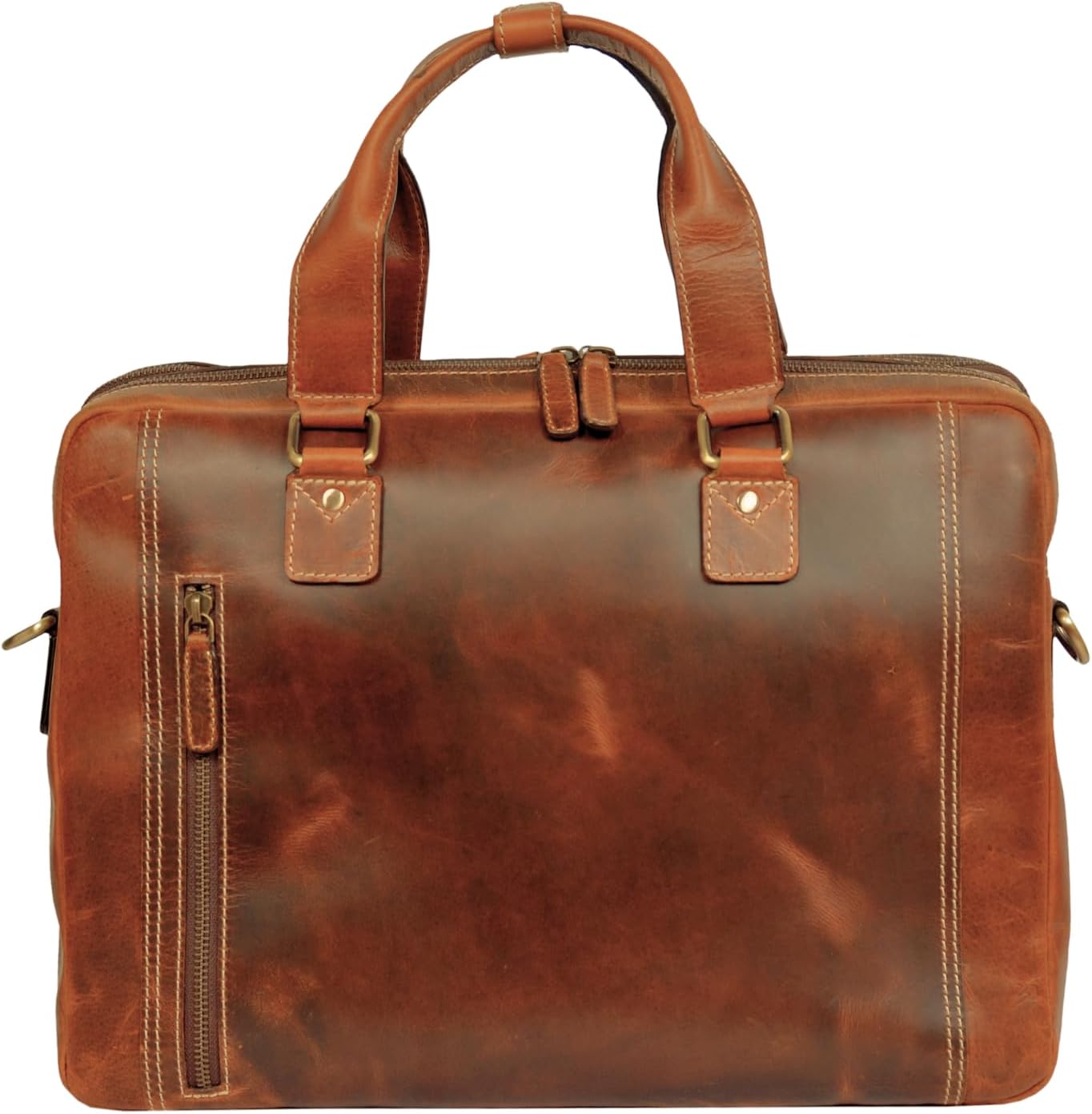 Full Grain Handmade Leather Messenger Bag – Twin Compartment 15.6" Laptop Briefcase Satchel for Men & Women