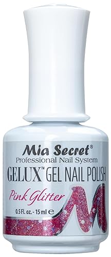 Mia Secret Gelux Esmalte de uñas de gel semipermanente color rosa purpurina Esmalte de gel curado con lámpara de uñas Esmaltes para uñas en gel de