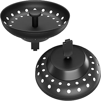 Sink Strainer for Kitchen Sink 2 Pack Stopper Combo Basket Replacement for Standard 3-1/2 Inch Drain with Stainless Steel Kitchen Sink Drain Basket with Rubber Sink Stopper Bottom Matte Black