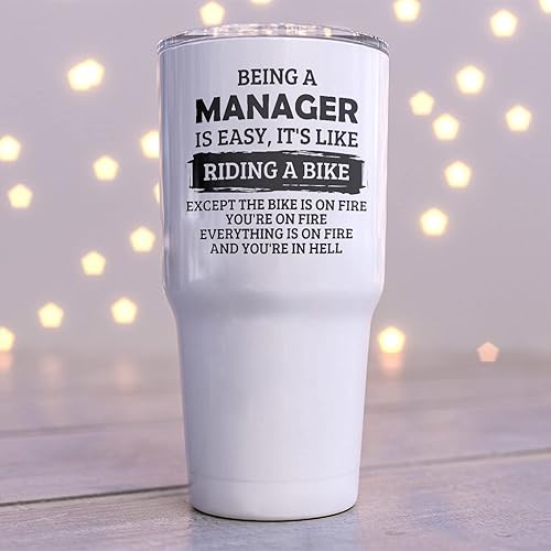 Miniatura 3 de Being A Manager Is Easy It's Like Riding A Bike - Vaso de viaje de acero inoxidable de 30 onzas con aislamiento térmico para compañero de trabajo y