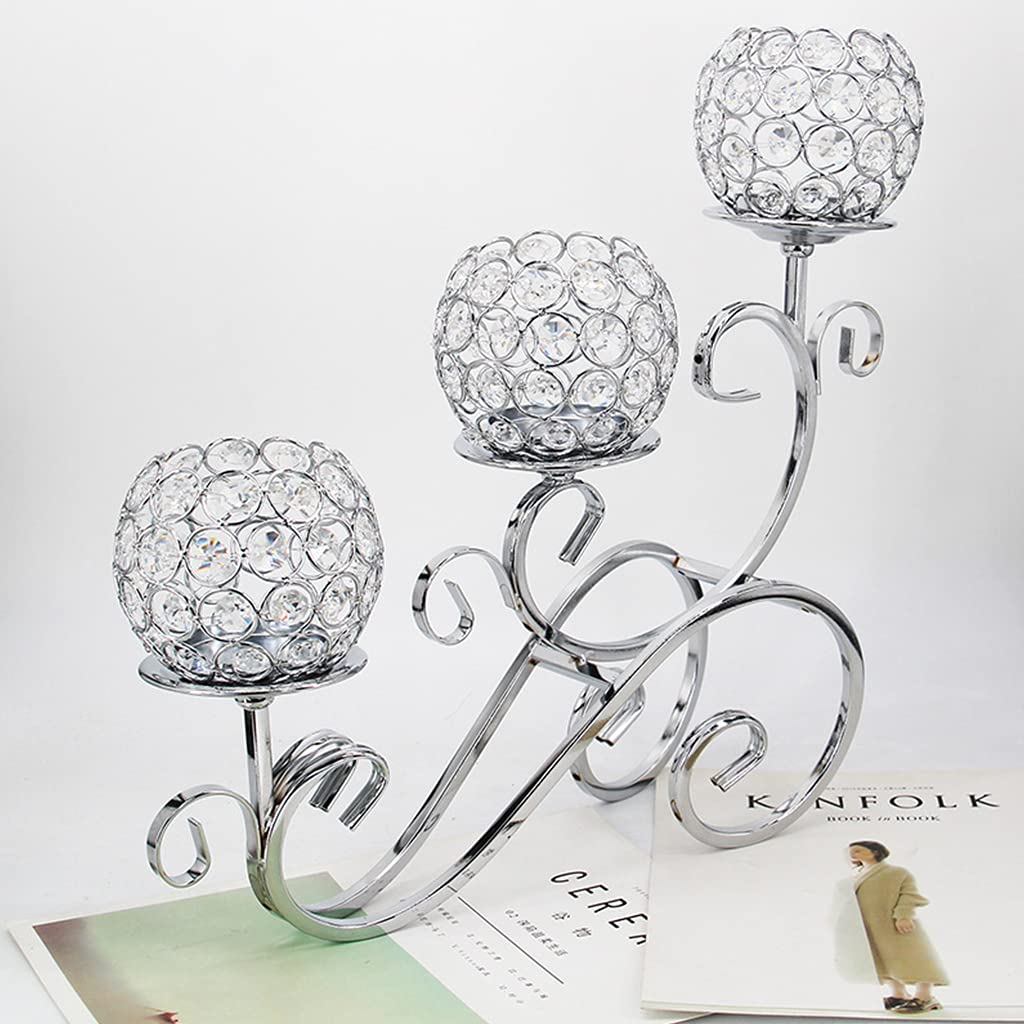 Portavelas de cristal, decoración de 3 brazos, candelabros de mesa, candelabros, centros de mesa, centro de mesa