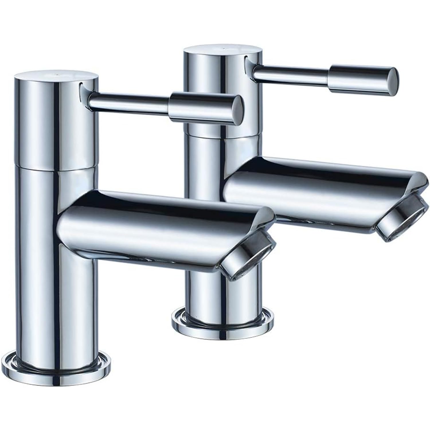 Basin Pillar Taps Pair Twin Bathroom Sink Mixer Tap Brass Two Wash Basin Taps Hot and Cold Faucet Separate 2 Holes for Washroom Cloakroom Chrome