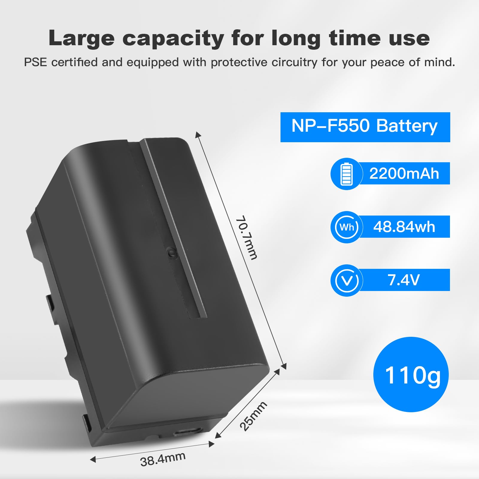 Soonpho 2-Pack Akku NP-F550 Ersatzakku 2 Stück Battery für Sony NP-F970 F960 F950 F770 F750 F570 F550 Kompatibel Godox VILTROX Neewer Camcorder/Monitor/Kamera