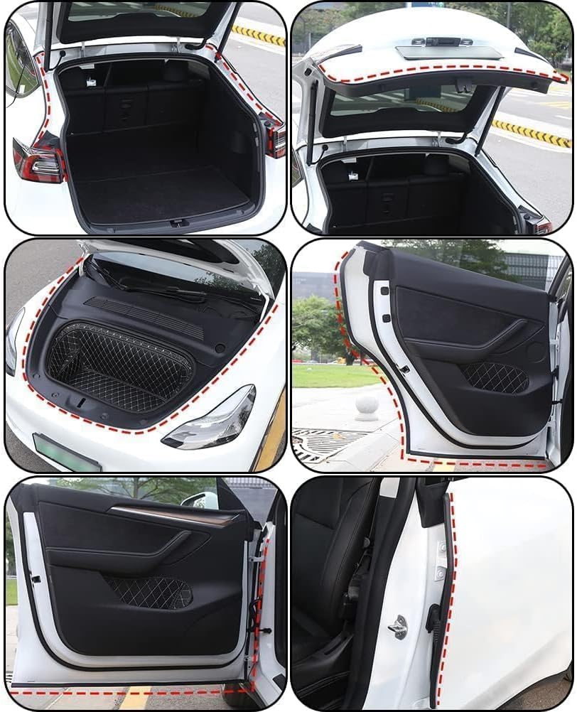 AUTOXBERT 13 PCS Car Weather Stripping for Tesla Model Y/3 Door Seal Strip Rubber Weather Stripping Soundproofing Noise Reduction Kit