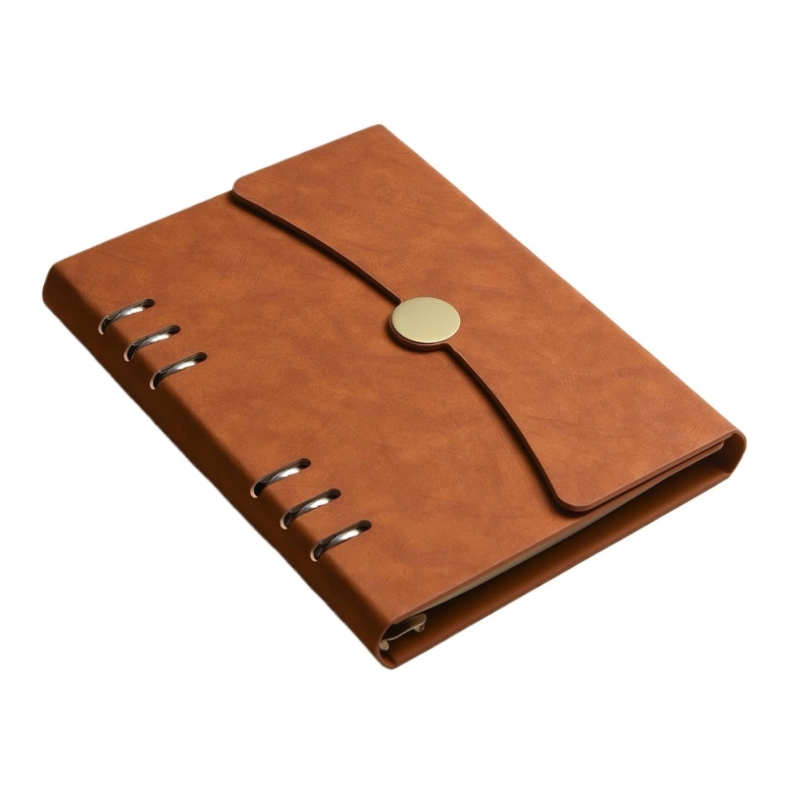 Schreibblock Notizblock Loseblatt-Notizbuch Im A5-Format Mit Druckknopfverschluss Geeignet für Lernen(Brown)