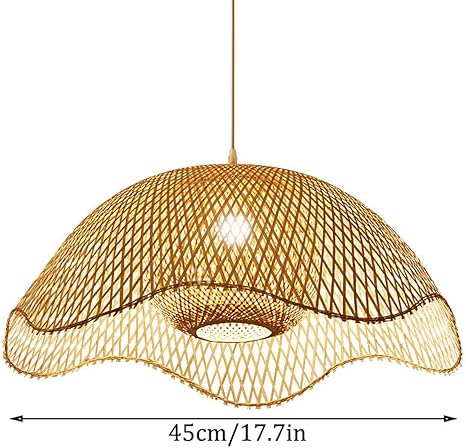 Luz colgante de cúpula tejida de ratán abierta, lámpara colgante de una  cabeza con tornillo E27, lámparas de araña de bambú en forma de loto  creativas, accesorios de iluminación para salón de