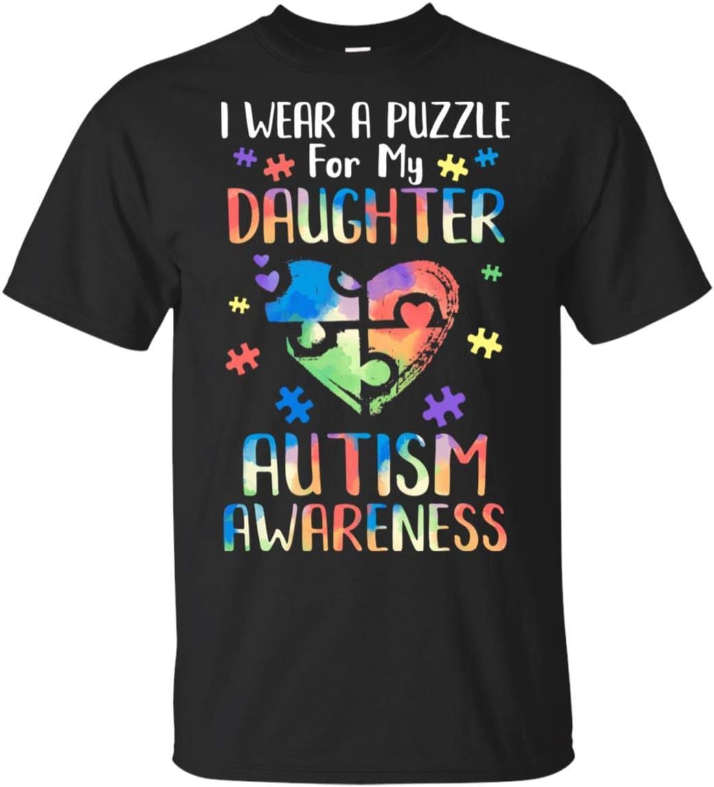 TeesPass I Wear A Puzzle for My Daughter Autism Awareness Shirt Short Sleeve Tee