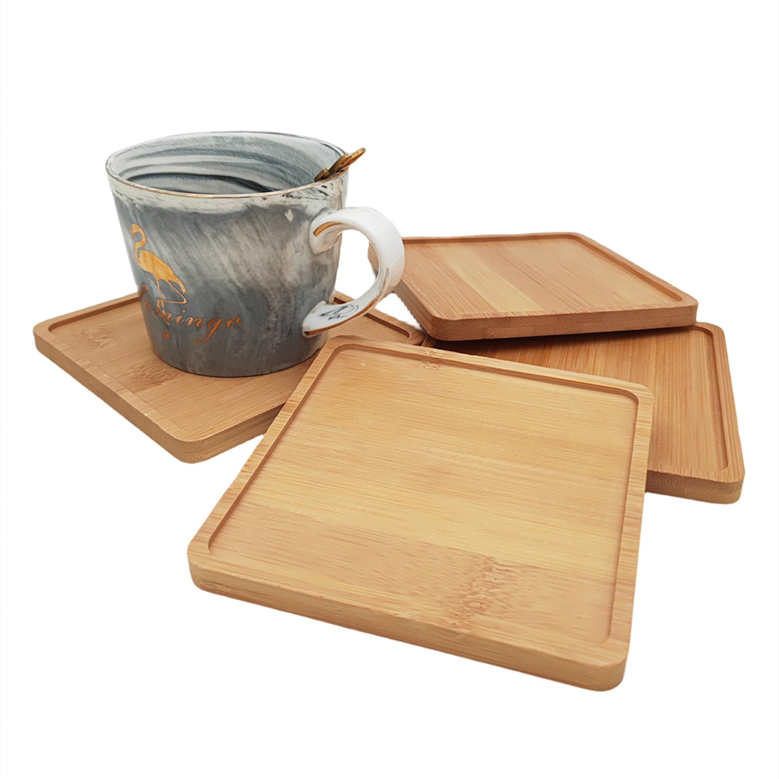 Amazon.com: 4PCS Mosaic Bamboo Coasters for Crafts, Blank Base