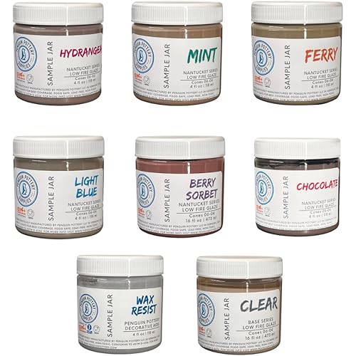 Penguin Pottery - Sample Pack - Low Fire Nantucket Series - Cones 06 to 04 - Includes 8 4oz Jars