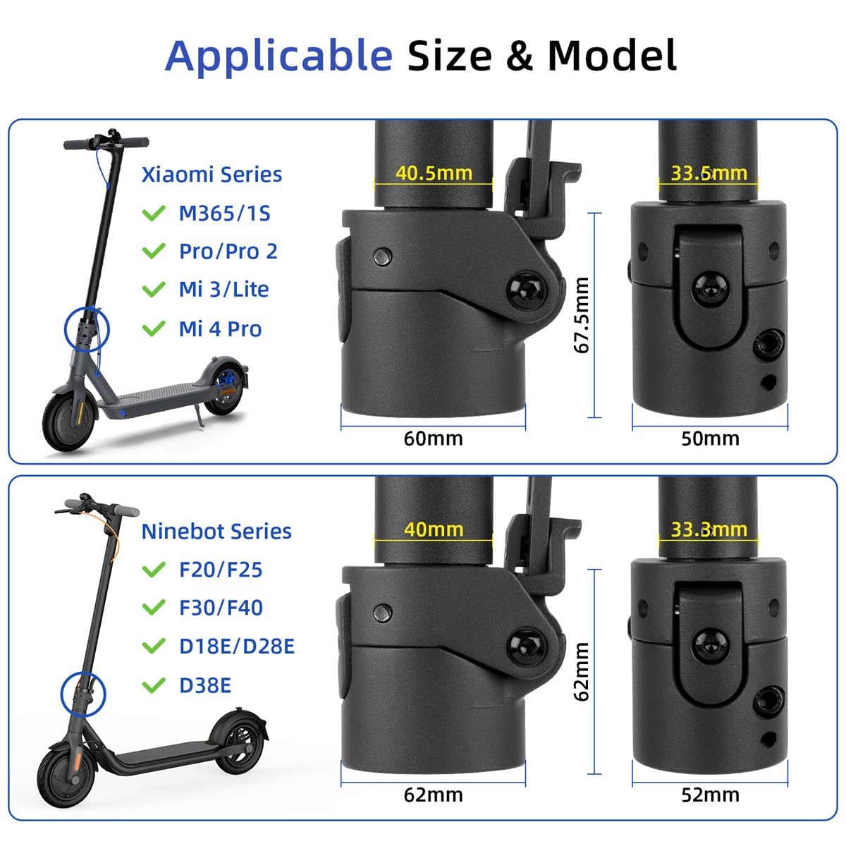 aibiku Scooter Klappklemme für Xiaomi M365, Pro, Pro2, 1S, Mi3, Essential, faltbar, nicht schütteln, Scooter Zubehör