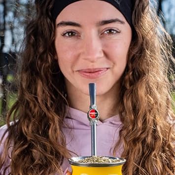 Rosamonte Curved Stainless Steel Straw with removable filter - Rosamonte Bombilla de 18/8 Acero Inoxidable Curva con Filtro