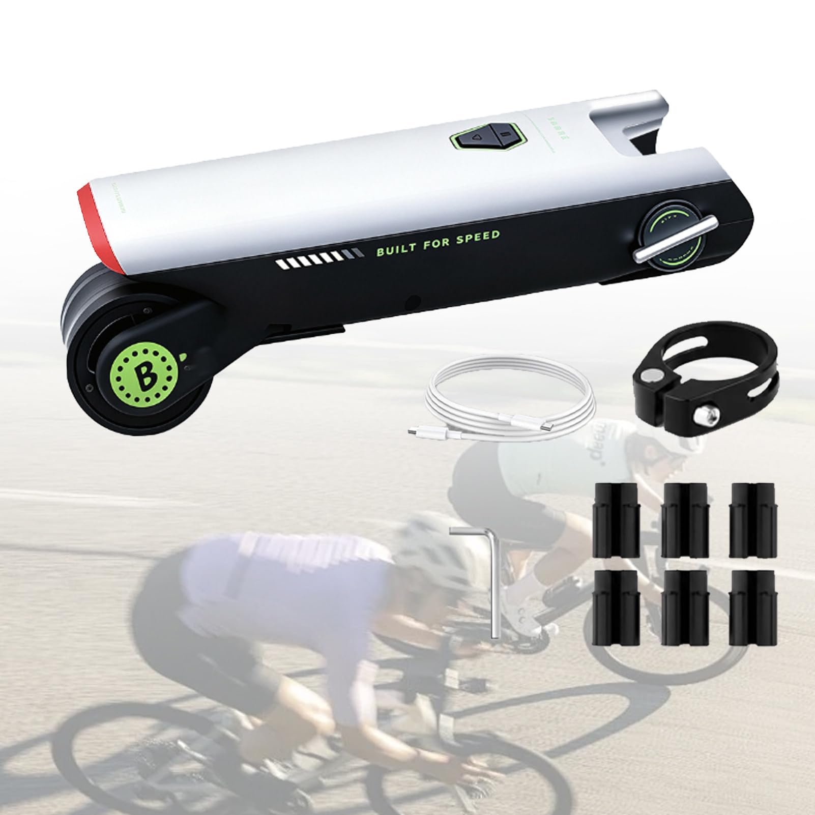 Kit di assistenza elettrica per biciclette, Booster per bicicletta, Kit di conversione elettrica invisibile, per mountain bike e bici da strada, spostamenti urbani, gite e uscite al parco. Green
