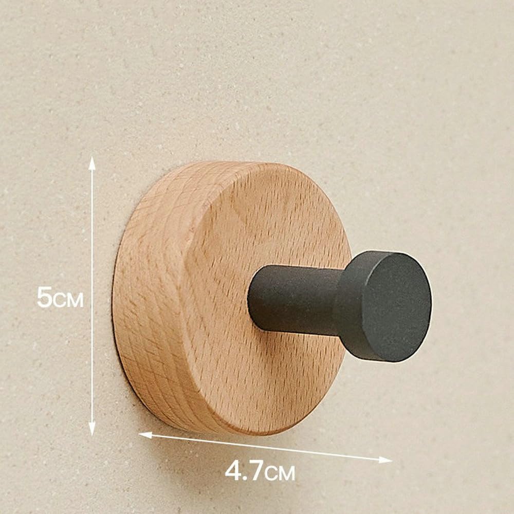 Gancho de aluminio espacial de madera, ganchos para batas de oro blanco y negro, gancho para ropa, colgador de ropa montado en la pared, estante para gancho de puerta, 5 piezas estilo C, 1