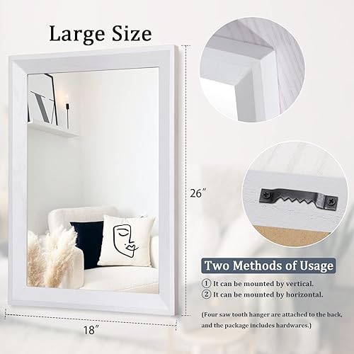 Vista 176 de AAZZKANG Espejos para pared, espejo colgante con marco de madera rústica, 20 x 16 pulgadas, decorativo para casa de campo, dormitorio, baño, sala